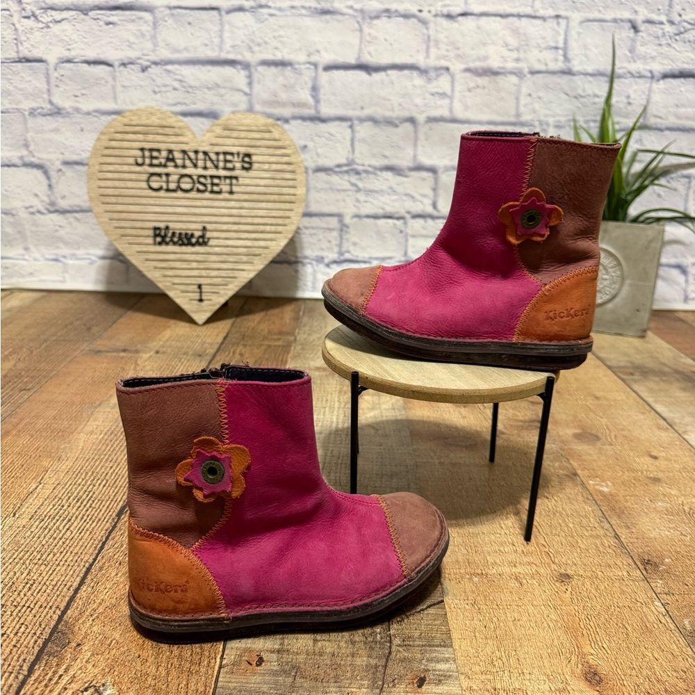 KICKERS‎ Pikpik short leather boots girls kids size fashion Europe  29